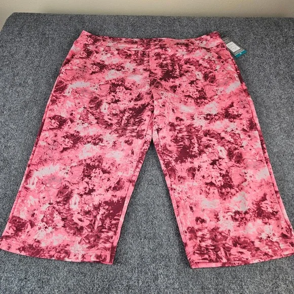 Emily B Active Wear Pink Tie Dye Capri Pants Plus Size 2X New NWT L-DS20 - Picture 1 of 8